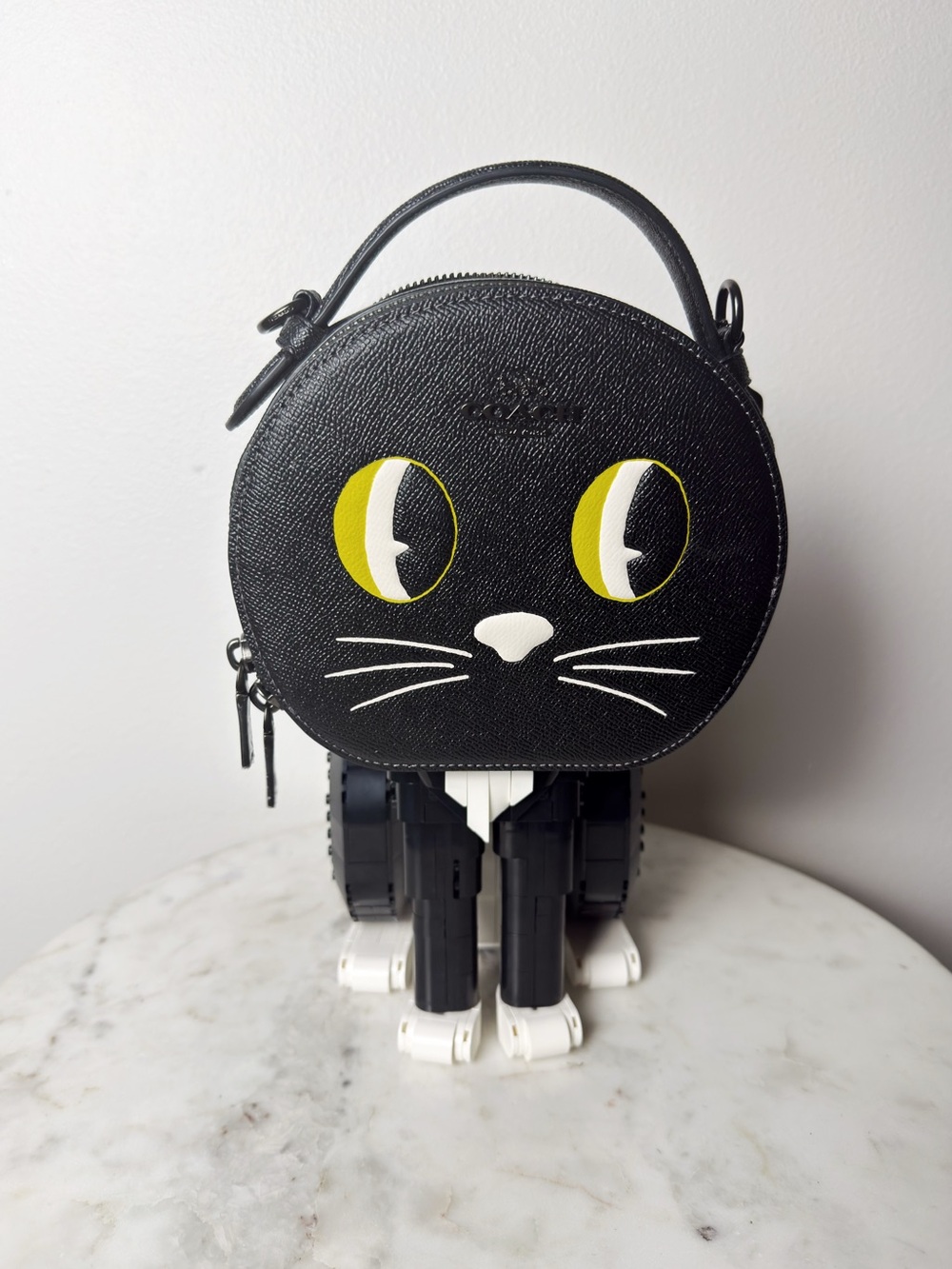 Coach Canteen Crossbody Halloween Cat Crossgrain Leather Bag - Black CM769 New!